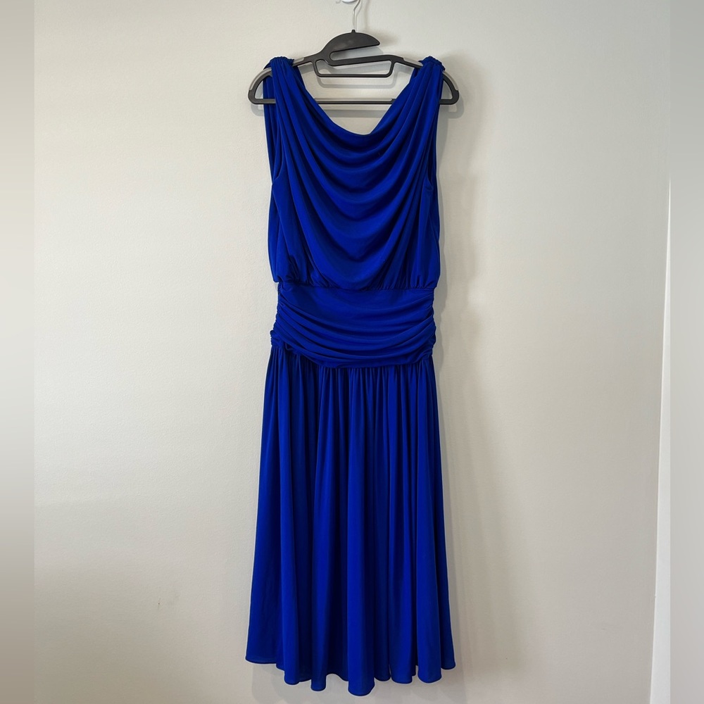 Vintage Blue Chiffon Dress, Size Small
